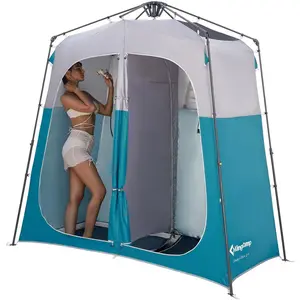 KingCamp Instant Shower Tent, Portable Superior Stable Privacy Shelter, 2 Large Rooms Outdoor Toilet Tent with Floor for Beach, Camping & Hiking, Set Up in Under 60s