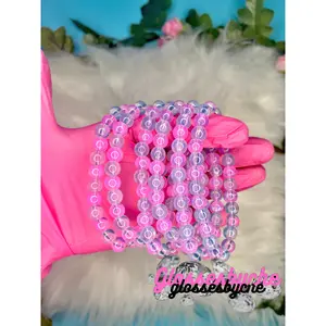 Pink & Clear Beaded Bracelet - Fun Stylish & Durable High-Quality Material Fashion Accessory for Daily Wear