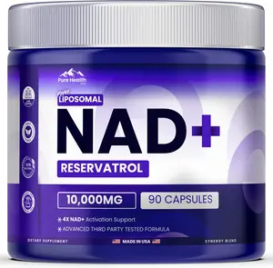 Liposomal NAD+ Supplement Capsules 10,000mg with Resveratrol, Extra Strength Formula, 90 Capsules (3 Month Supply)
