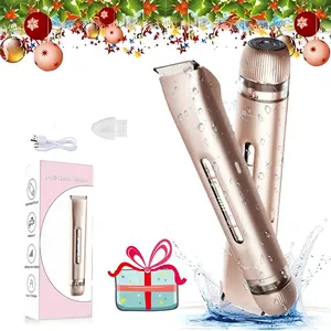 Rose Gold 2-in-1 Electric Hair Remover Dual-Head Design Waterproof for Underarm & Leg Hair Removal Women's Body Grooming Shaver Trimmer