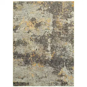 212 MAIN 9x12 ft. Gray & Gold Abstract Power Loom Stain-Resistant Fade-Resistant Rectangle Area Rug, Contemporary Decorative Home Decor Rug for Indoor Use, Abstract Rugs