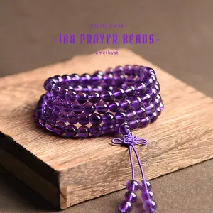 Natural Amethyst 108-Bead Bracelet, Lavender Purple, Grade 8A, Delicate Design, Attracts Good Luck, Brightens Complexion, Gift for Women