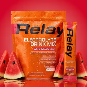 Relay Zero Sugar Electrolytes - Baja Gold Sea Salt | Hydration Drink Mix Powder Packets with Sodium, Magnesium Glycinate, Potassium & Trace Minerals | 15 Sticks
