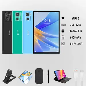 10.1-inch BDF R12 2-in-1 tablet Android 13 3GB RAM 32GB ROM Touchscreen Android Tablet with keyboard, leather cover, mouse, touch screen pen for calling tablet dual SIM card slots support TF card expandable 6000mAh battery