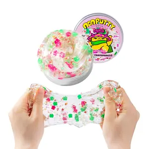 Slymu Ultra/Transparent Putty Slime - Clear, Sensory Fidget Toys, Stress Relief, Glitter, Non Sticky, Party Favors for Kids, Birthday Gifts for Girls and Boys