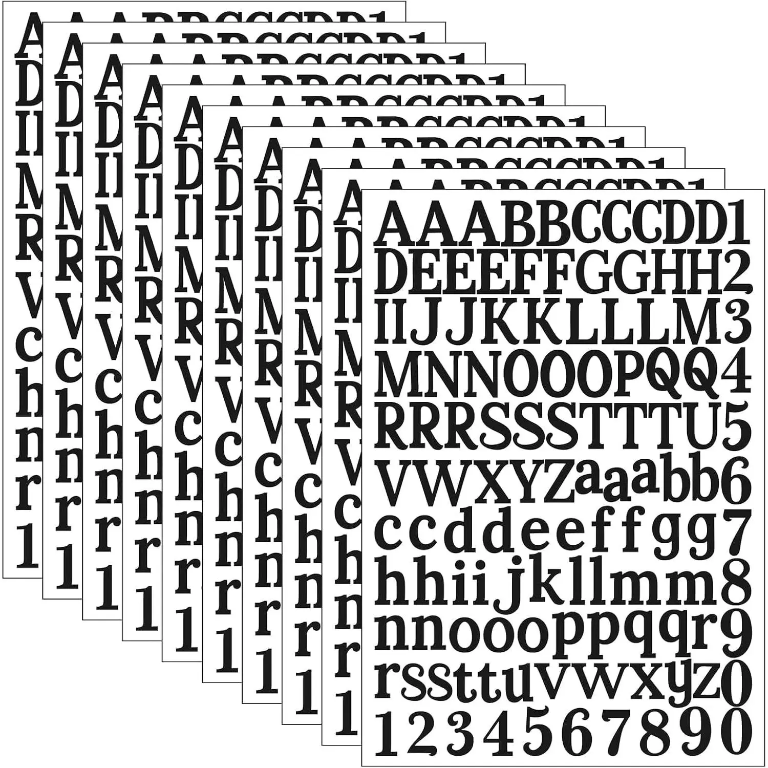 1210 Pieces10 Sheets Letter Stickers Self-Adhesive Vinyl Letter Alphabet Number Stickers Decals for Signs, Door, , Busine, Address Number (Black)
