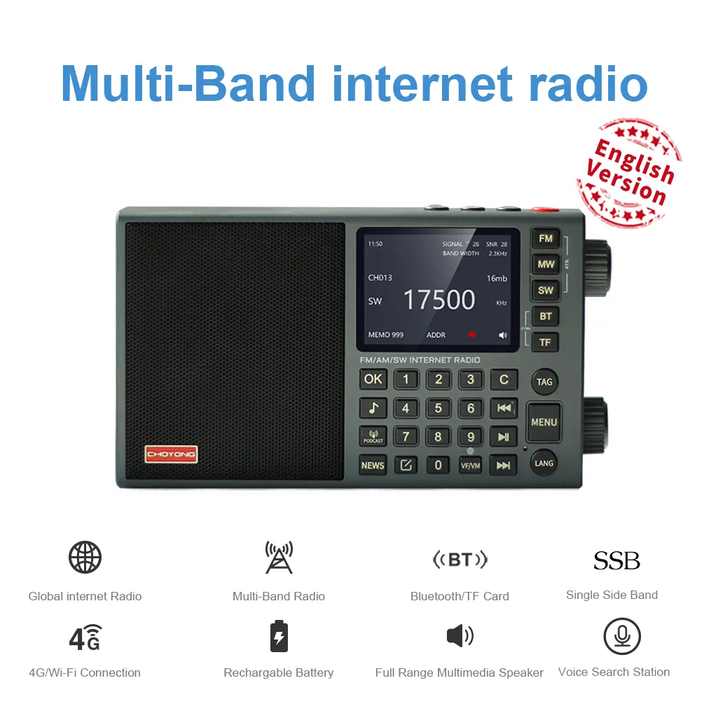 LC90 Mini Multi-Band Smart Internet Radio Portable with WIFI/4G Bluetooth,TF Card,AM/FM,Longwave&Shortwave Radios,Includes All World Radios,Small Size Multicolor Audio