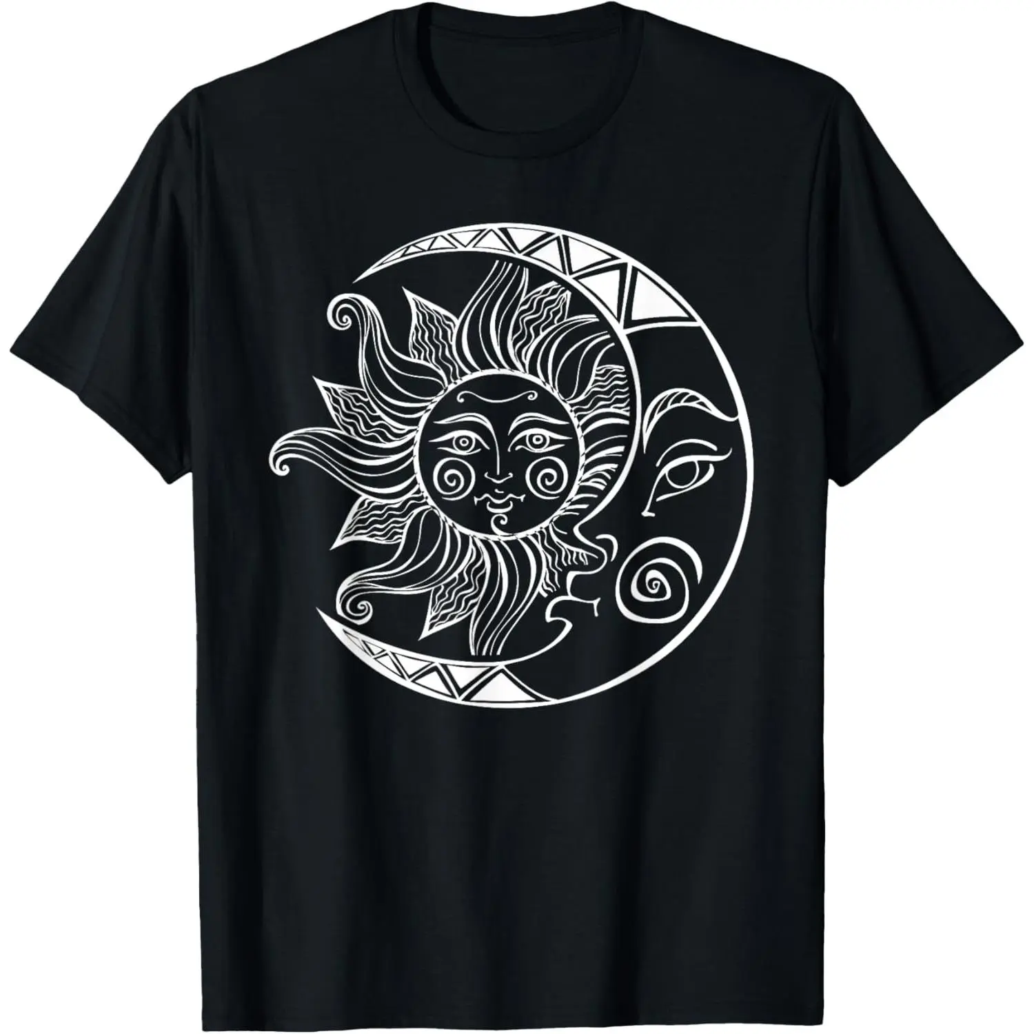 Men's Retro Cosmic Graphic T-Shirt in Pure Cotton, Soft Casual Top with a Fitted Cut and Sun & Moon Print, Great for Gifts, Tshirt, Basic, Space Stars, Celestial Style Men's Short-Sleeve T-Shirts, Cosmic Pattern Men's Short-Sleeve T-Shirts