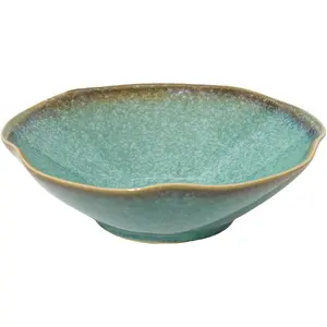 Decorative Bowl 7.6'' Ceramic Ruffle Catch All Key Bowls for Entryway Table Coffee Table Decor Handcrafted Large Decorative Pottery Bowl for Purse Potpourri