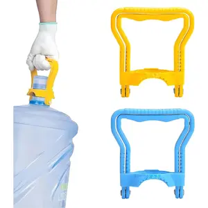 2Pcs 5 Gallon Water Bottle Handles - Stable Ergonomic Handles with 5 Gallon Water Bottle Caps - 5 Gal Bottle Carrier Rubberized Anti-Slip Holder for Prevents Tilting - Blue & Yellow