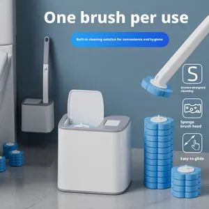 Disposable Toilet Brush Set, Bathroom No Dead Angle Home Use, Disposable Replacement Cleaning Brush Head, Antibacterial Toilet Brush