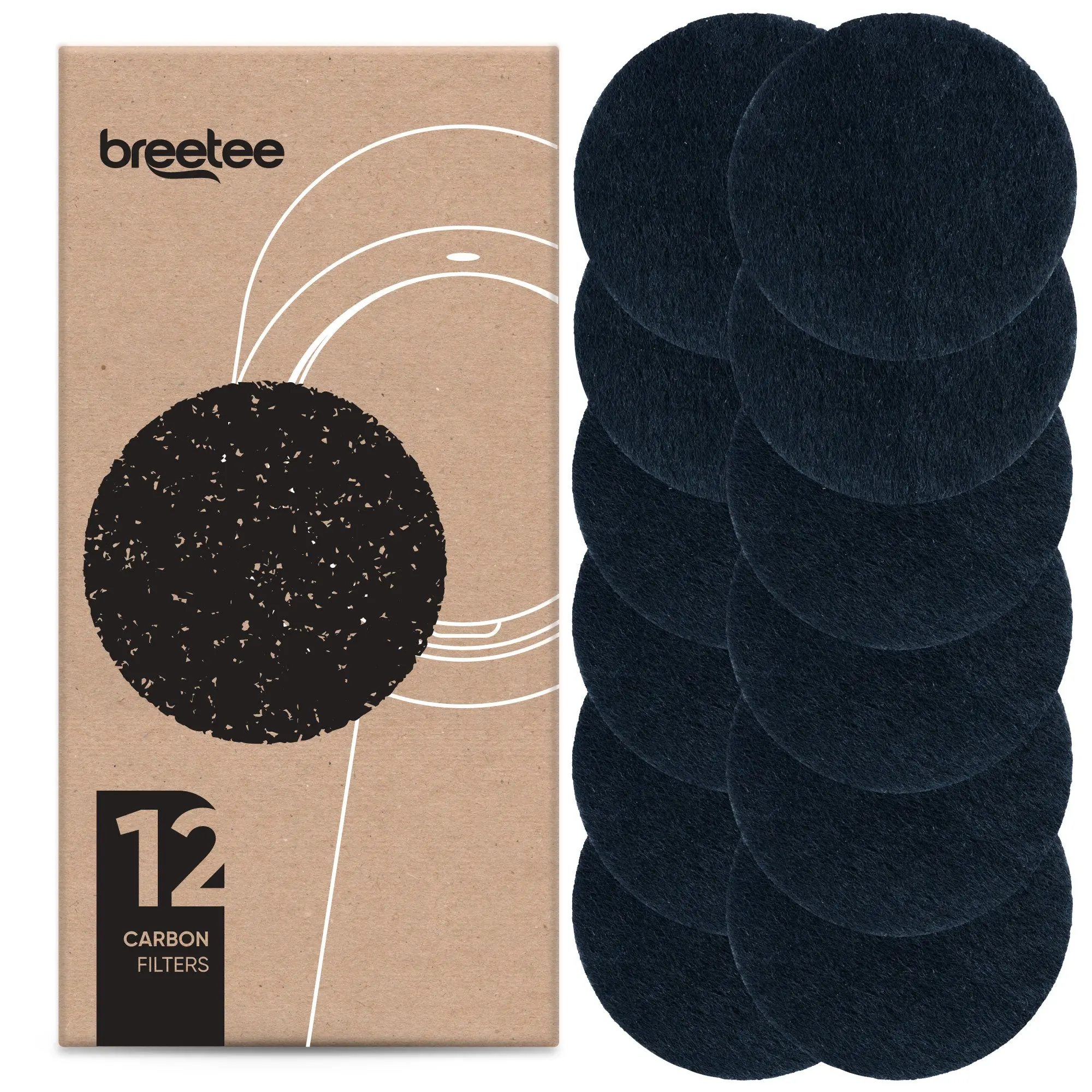 BREETEE Set of Carbon Filters (12 pack) Efficient Odor Removal FILTERS