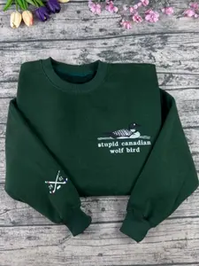 Embroidered Stupid Canadian Wolf Bird Heated Rivalry Team Hollanov Sweatshirt, Heater Rivalry Embroidered Sweater, LGBT Hockey Romance Shirt