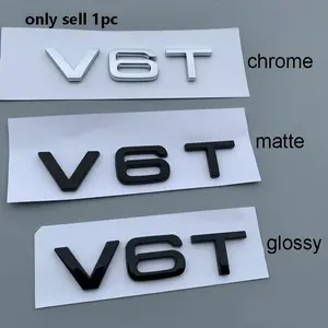 1PC ABS Letter Number V6T Emblem for A4L A5 A6L A7 A8L TT RS7 SQ5 Car Styling Fender Side Badge Discharge Logo Sticker