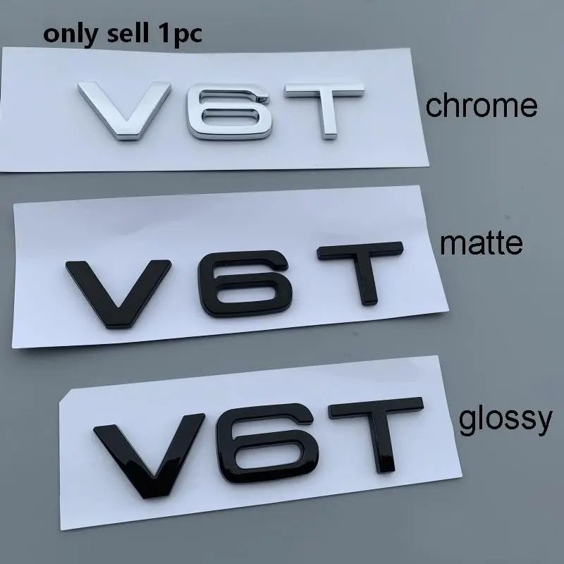 1PC ABS Letter Number V6T Emblem for A4L A5 A6L A7 A8L TT RS7 SQ5 Car Styling Fender Side Badge Discharge Logo Sticker Automotive Decals Glossy Chrome Matte Stickers For Cars Automotive Vehicle Accessory