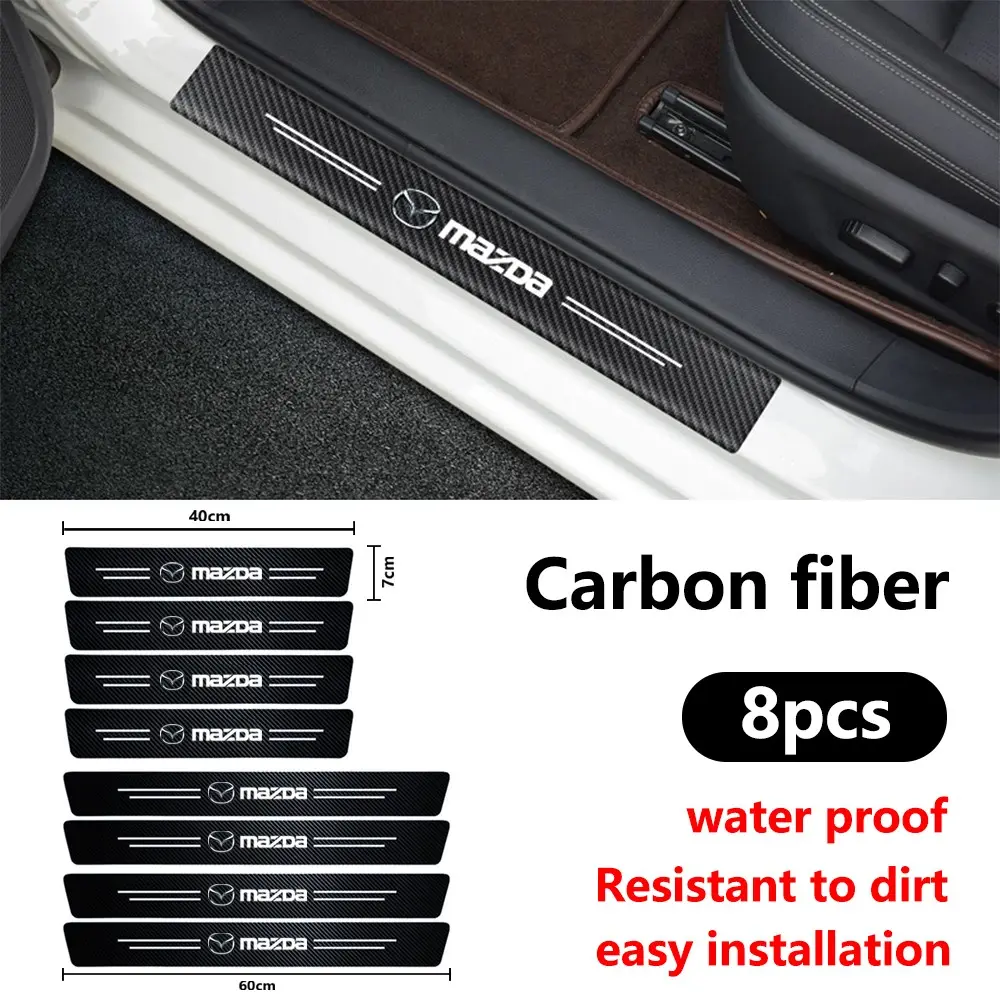 Mazda Car Door Sill Protector Strips, Anti-Scratch Wear Resistant, Installation, Fits Mazda 3/6/cx-3/cx-5/cx-8/mx-5 Series, Automotive Exterior Decoration Accessories