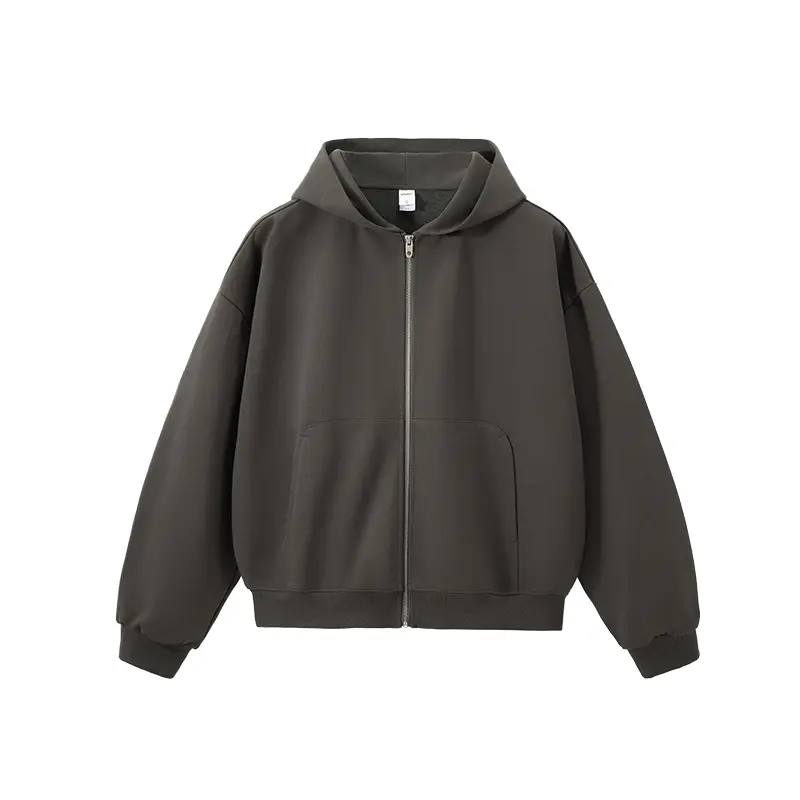 Inflation Men's Cropped Boxy Zip-Up Knit Hoodie Sweatshirt - Longsleeves Casual Loose Streetwear Menswear Jacket, Autumn New European & American Style Top, Sweatshirts