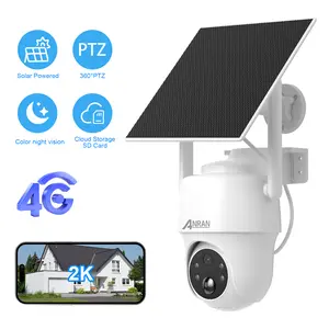 ANRAN 4G LTE Cellular Security Camera,2K Solar Powered Wireless,360° PTZ View,No WiFi Need,Sim Card Included,2-way Talk,Color Night Vision,White Black