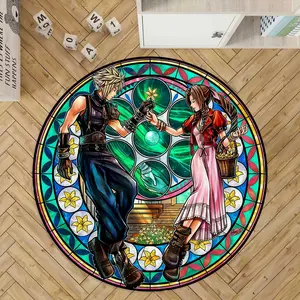 Colorful Glass Round Carpet, Cartoon Creative Home Decor Mat, Cartoon Pattern Rug, Game Room Bedroom Living Room Kitchen Universal, Holiday Gift Choice