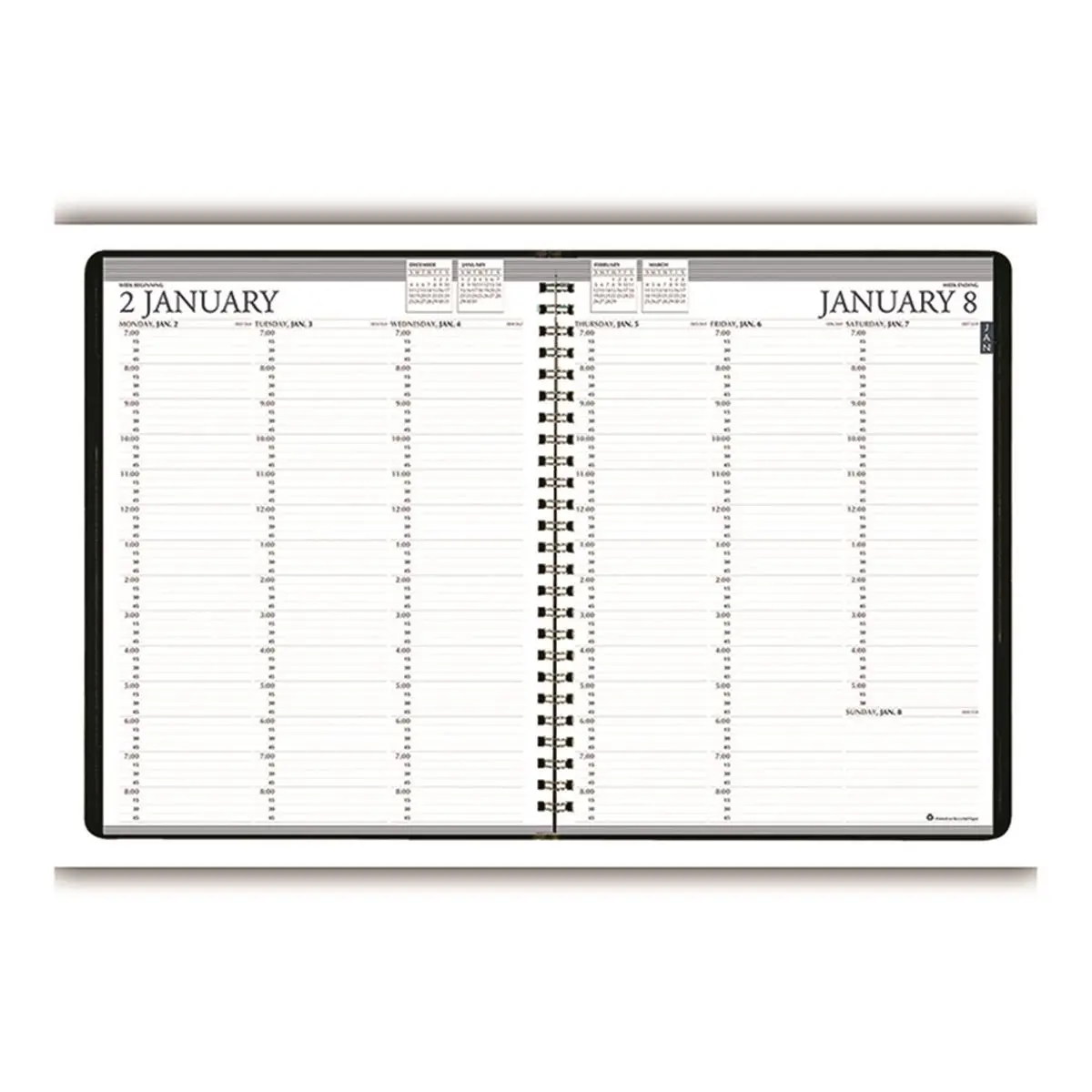 212 MAIN HOD272002 Academic Professional Planner Notebook - 24-Month Spiral-Bound Weekly Planner, Quarter-Hour Time Slots, Printed Pages, Office Stationery Supplies, Spiral Bound Planner