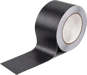 Car Door Edge Guard, 2.7 inch × 23 FT 3D Door Sill Protector, Waterproof Anti-Collision Carbon Fiber Tape, Car Paint Protection Film, Universal for Most Cars (Black)