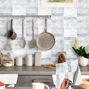 10pcs Self-Adhesive Wall Tile Stickers, Heat Resistant Peel and Stick Kitchen Backsplash, Waterproof Wall Tile Stickers for Home Decor