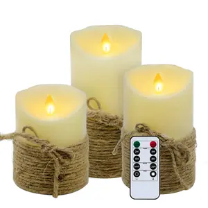 3 Pcs Flameless LED Candles Light with 10 Key Remote and 24H Loop Timer, Suitble for Home Decoration Festive Atmosphere, Christmas,Wedding, Helloween