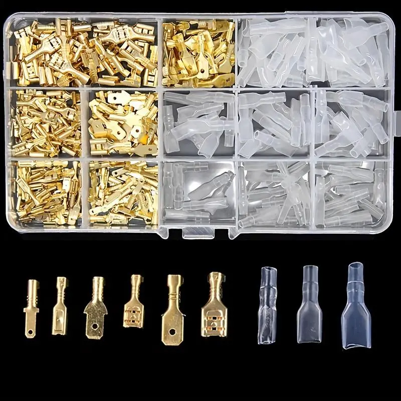 270pcs/set 2.8mm 4.8mm 6.3mm Plug Spring Female Male Spade Cold Crimp Terminals Connector Car Speaker Electrical Wire Crimping Terminals Connectors Set