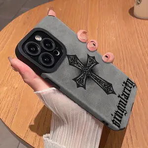 Stylish black cross-patterned phone case, shockproof and durable faux leather, attractive and elegant, compatible with iPhone 17, 16, 15, 14, 13, 12, 11, X, XS, XSMAX series, making it a perfect holiday gift for friends, family, or yourself.