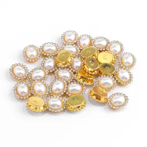30pcs Pack Sunflower Eye Shape Imitation Pearl Rhinestones Beaded Edge for DIY Jewelry Making, Sewable Accessories for Clothing Decoration