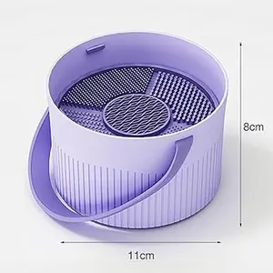 Makeup Brush Cleaning Bowl, Drying and Storage Container for Beauty Brushes, Silicone Mat, Microfiber Duster with Handle,