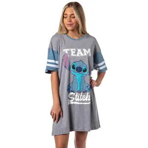 Disney Womens' Lilo & Stitch Team Stitch Shirt Pajama Dorm Sleep Shirt Nightgown For Adults