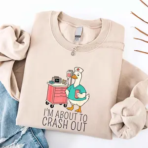 I Am About To Crash Out Nurse T-Shirt, Healthcare Provider Sweatshirt, Nurse Life, Gift Nurse Student, Nurse Shirt Women, Funny Goose Shirt
