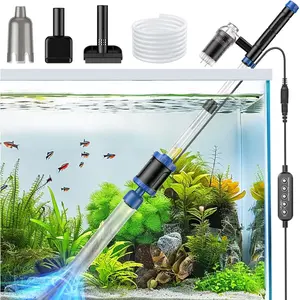 Electric Aquarium Vacuum Gravel Cleaner: 36W Fish  Cleaner Vacuum with  Suction for Water Change Wash Sand Algae Cleaner Water Shower and Water Circulation, Timed Off