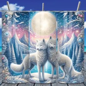 White wolf | 20oz Skinny sublimation tumbler transfer print out (TRANSFER ONLY, NOT A FINISHED TUMBLER) Drinkware