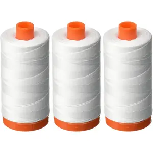 3-PACK - Aurifil 50WT - White, Solid - Mako Cotton Thread - 1422Yds EACH