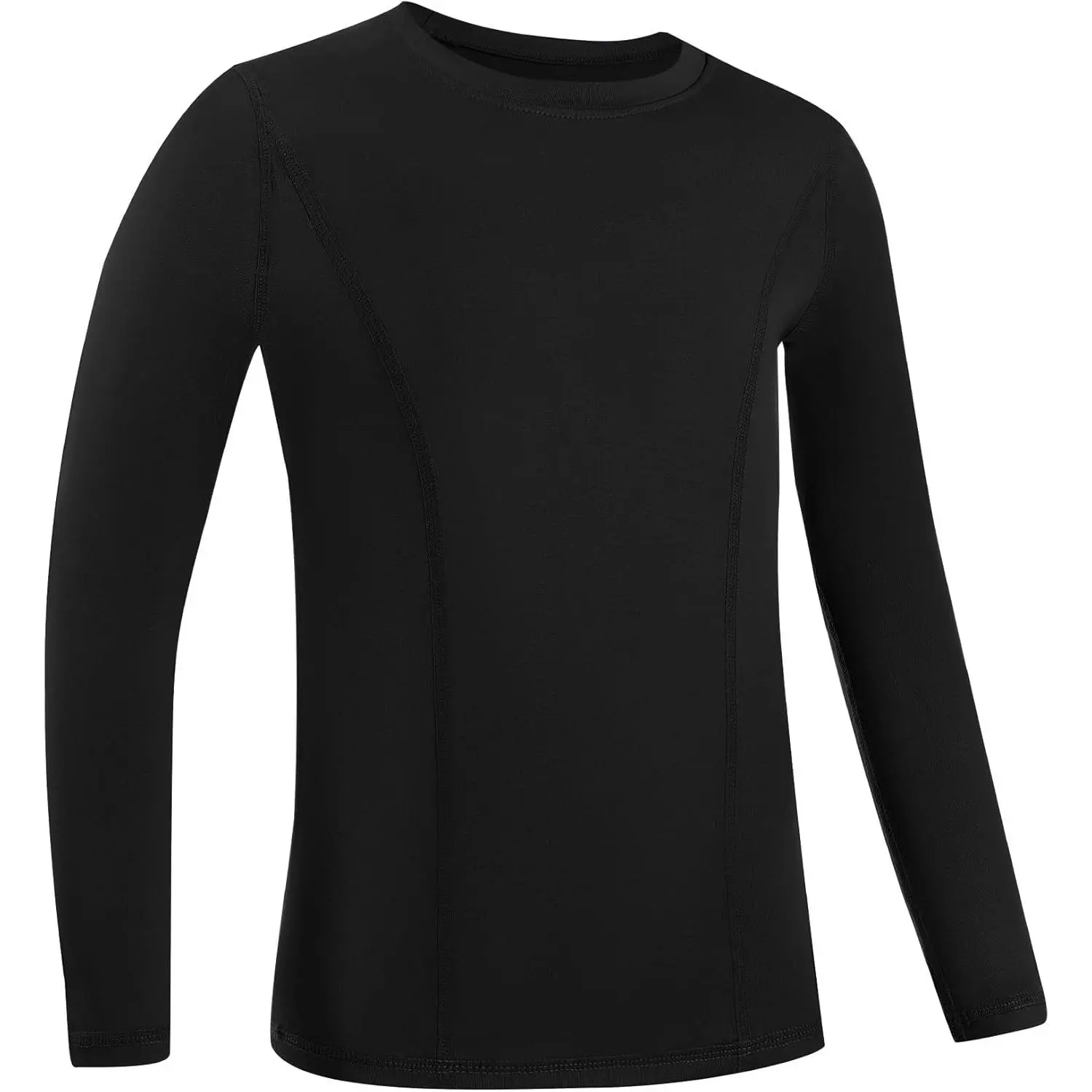 Boys' Long Sleeve Compression Shirt, Quick-Dry Polyester Blend Athletic Base Layer with Tagless Neck for Football and Baseball, Elastic Fabric, Snug Fit, Fitted, Biking, Snug Support