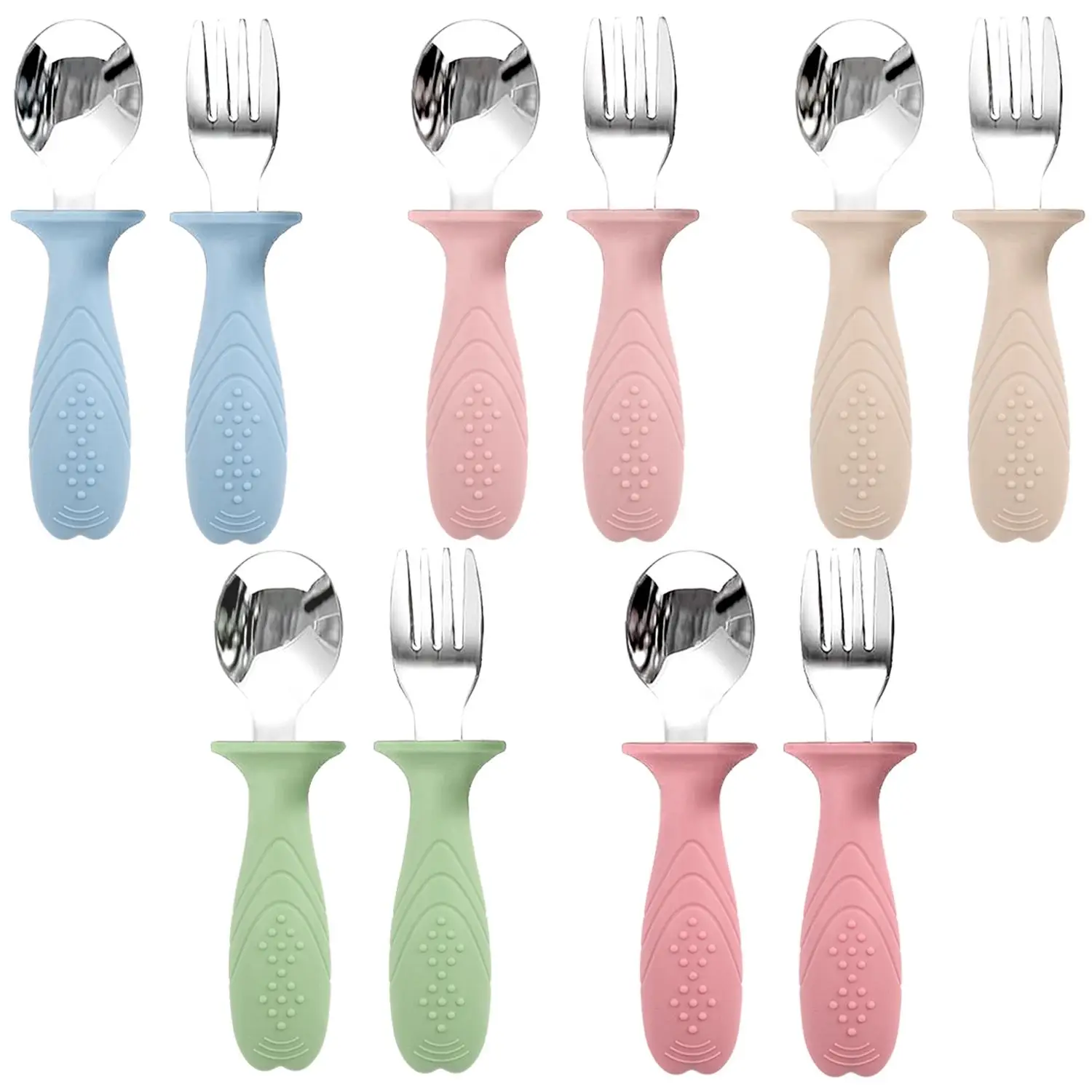 Silicone Baby Feeding Utensils Set, 2 Counts/set Cute Toddler Spoon & Fork, Baby Dinnerware, Baby Utensils, Baby Dinnerware Set, Durable Utensils Tabl