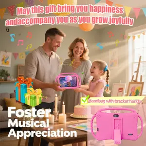 Educational Tablet 7-inch Kids Tablet with Three-Handle Shockproof Case | Android Learning Tablet for Toddlers | Parental Control, Dual Camera, WiFi | Best Gift for Children entertainment tablet dual camera shockproof case