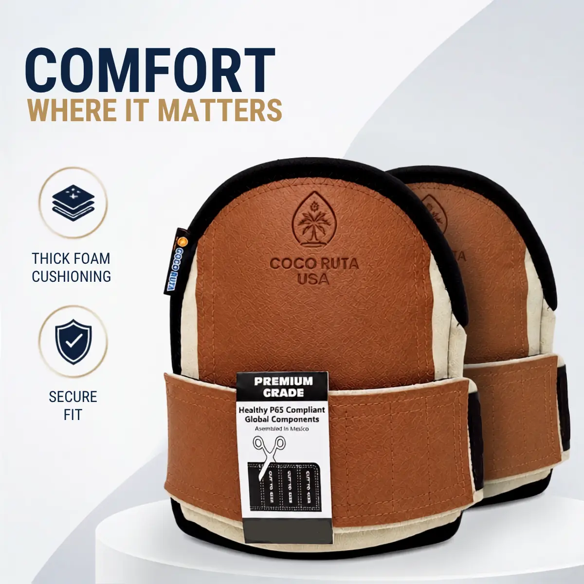 COCORUTA Large Protective Work Kneepads with Flexible Foam Support, Adjustable Wide Strap, Durable Washable Knee Guards for DIY, Maintenance & Jobsite Tasks