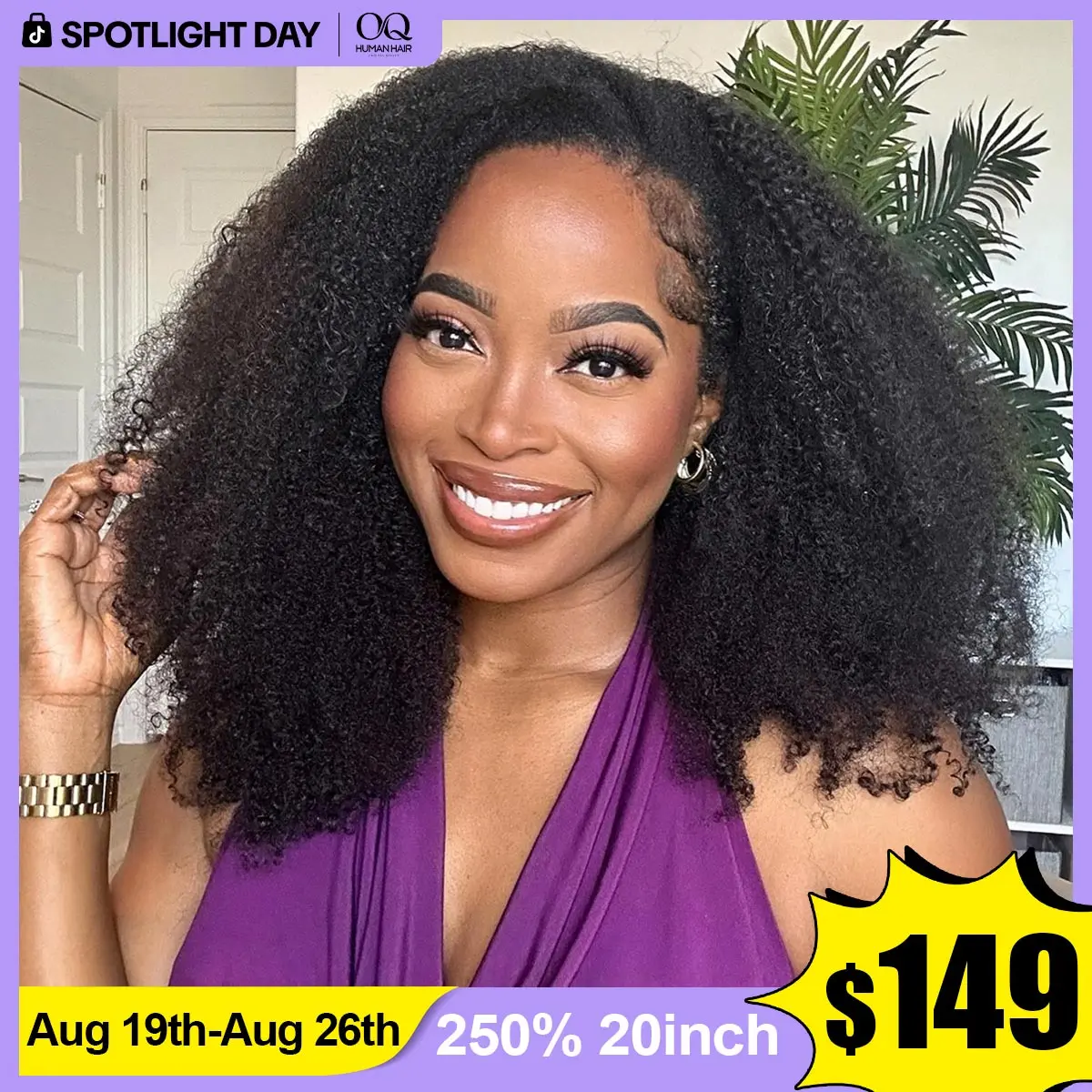 [3 In 1 Half Wig] OQ HAIR Afro Curly Wear Go Glueless Half Wig 180% 250% Density Upgrade With Drawstring Cap Invisible Hairline Human Hair Wigs Beginner Friendly #SohoChic #TikTokShopBackToSchool