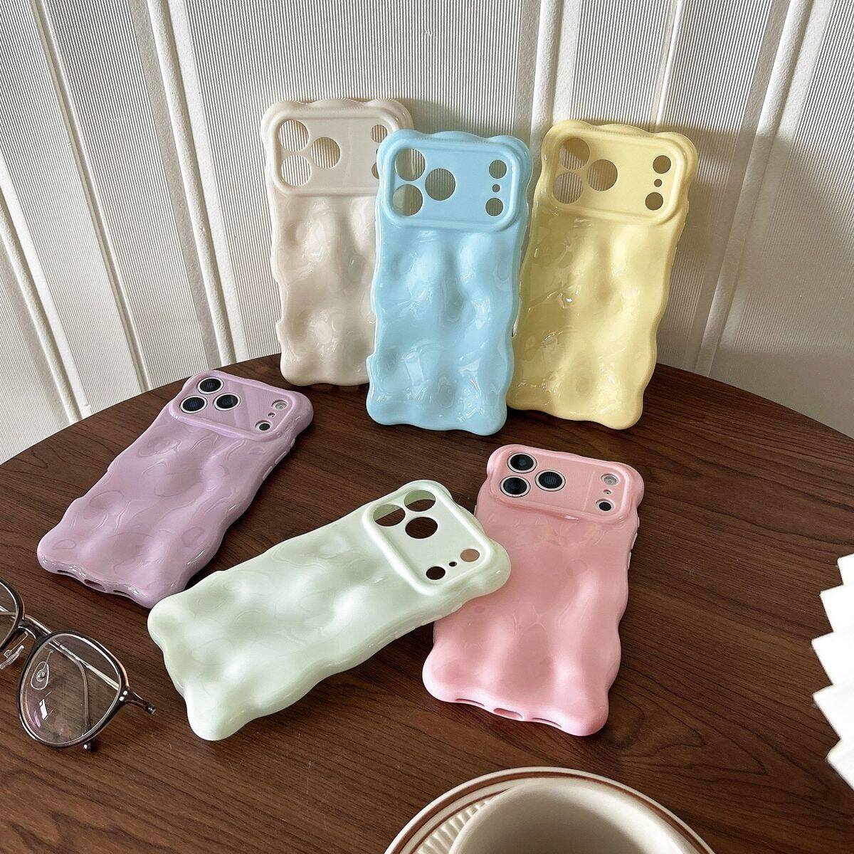 3D Water Ripple Phone Case, Cute Silver Wave Aesthetic Cover, Glossy Soft Shockproof Protective Case, Unique 3D Textured Shell Design, Fashion Pretty Phone Cover for Women Girls, Perfect Gift for Her, Compatible with iPhone 17 16 15 14 13 Pro Max Plus Air
