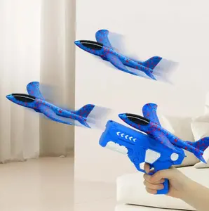 Foam Glider Airplane Launcher Toy, Outdoor Flying, Fun Gift for Boys and Girls Ages 4-12, Blue Launcher, Long Flight Distance, Launch Fun, Fly Adventure!