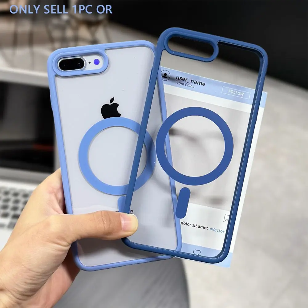 New Magnetic Wireless Charging Shockproof Protective Case Protection for IPhone 11 12 13 14 15 Pro Max Plus 7 8Plus SE Hard Acrylic Cover Protector Accessories Durable Protector Shockproof Smartphone Cover Protective Cellphone Casing