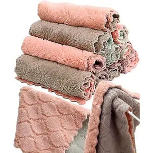 12 Pack Kitchen Towels Quick Dry Washcloths, Coral Velvet Dishtowels Multipurpose Reusable Dish Cloths, Soft Tea Towels Absorbent Cleaning Cloths Double-Sided Microfiber Towel Lint Free Cleaning Rags.