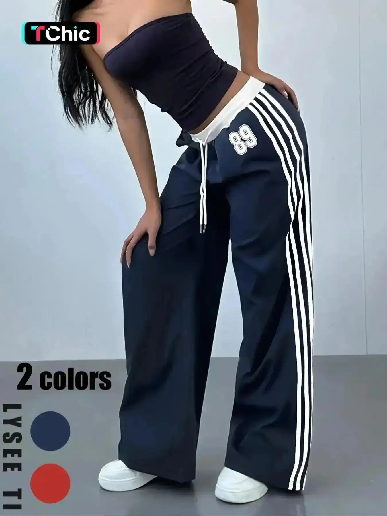 Women's High-Waisted Side-Striped Sweatpants, Casual Comfy Wide-Leg Trousers for Daily Wear, Ladies' Bottoms for All Seasons, Casual Sporty Trousers, Yoga Wear, Training Gear, Soft Stretch, Sport Essential