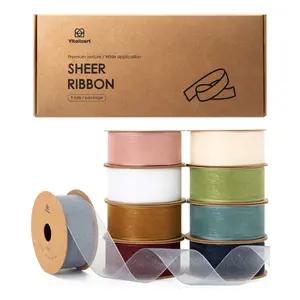 Vitalizart 1 Inch Organza Sheer Ribbon Set, 30/90/150 Yd Fabric Ribbon for Gift Wrapping, Wedding Bows, Bouquets, Wreaths & Party Decor