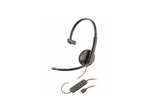 Poly Blackwire 3210 Monaural USB-C Headset +USB-C/A Adapter (Bulk) - Mono - USB Type C, Mini-phone (3.5mm) - Wired - 32 Ohm - On-ear - Monaural - Ear-cup - 5.20 ft Cable - Omni-directional Microphone