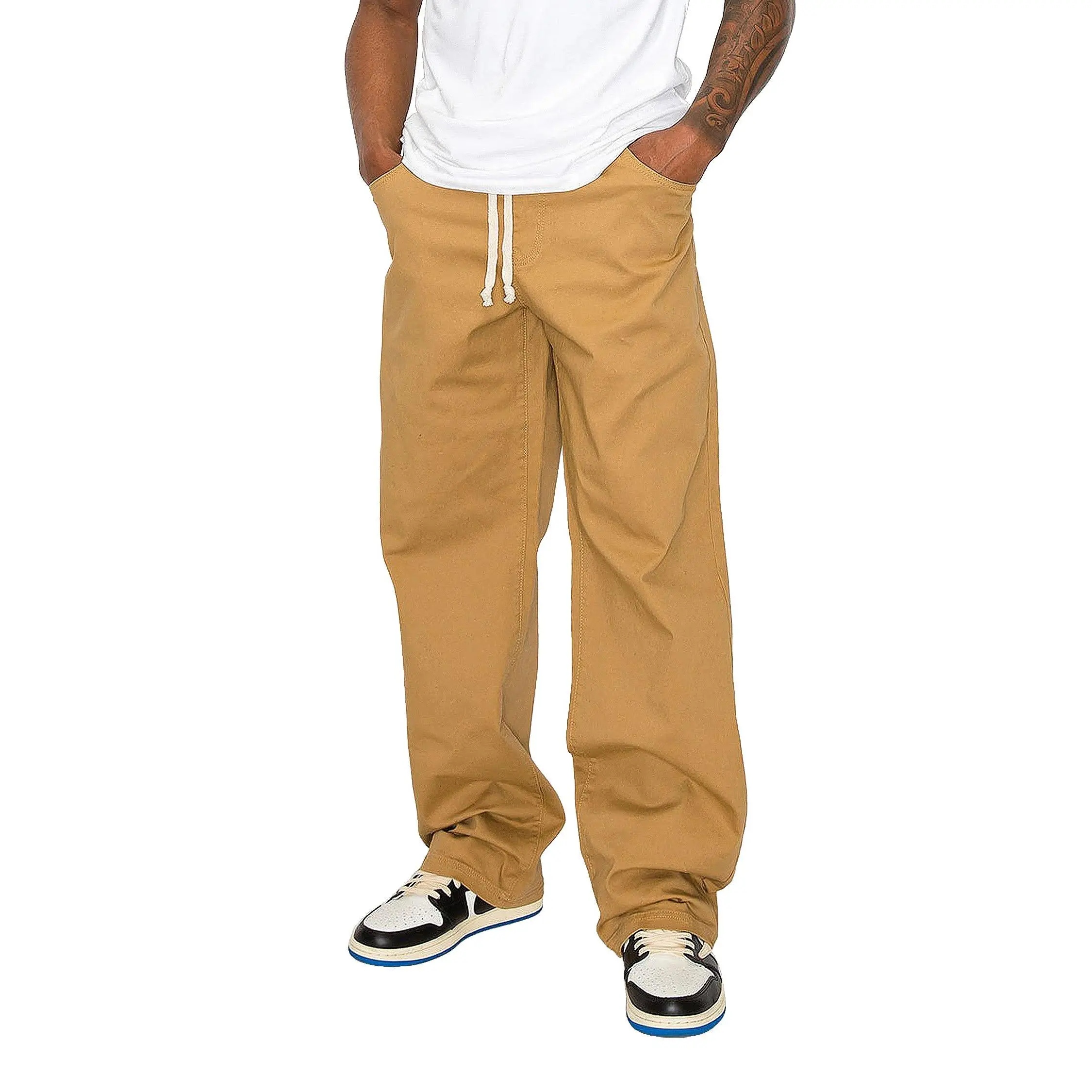 Men's Essential Baggy Fit Open Bottom Jogger Pants, on the go, must have item, everyday wear, essential piece, trendy style, wardrobe staple, wardrobe essential, must have piece, everyday favorite, go to style