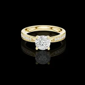 2.00 CT Classic Round Cut Solitaire Engagement Ring with Pave Lab Diamond Band For Her